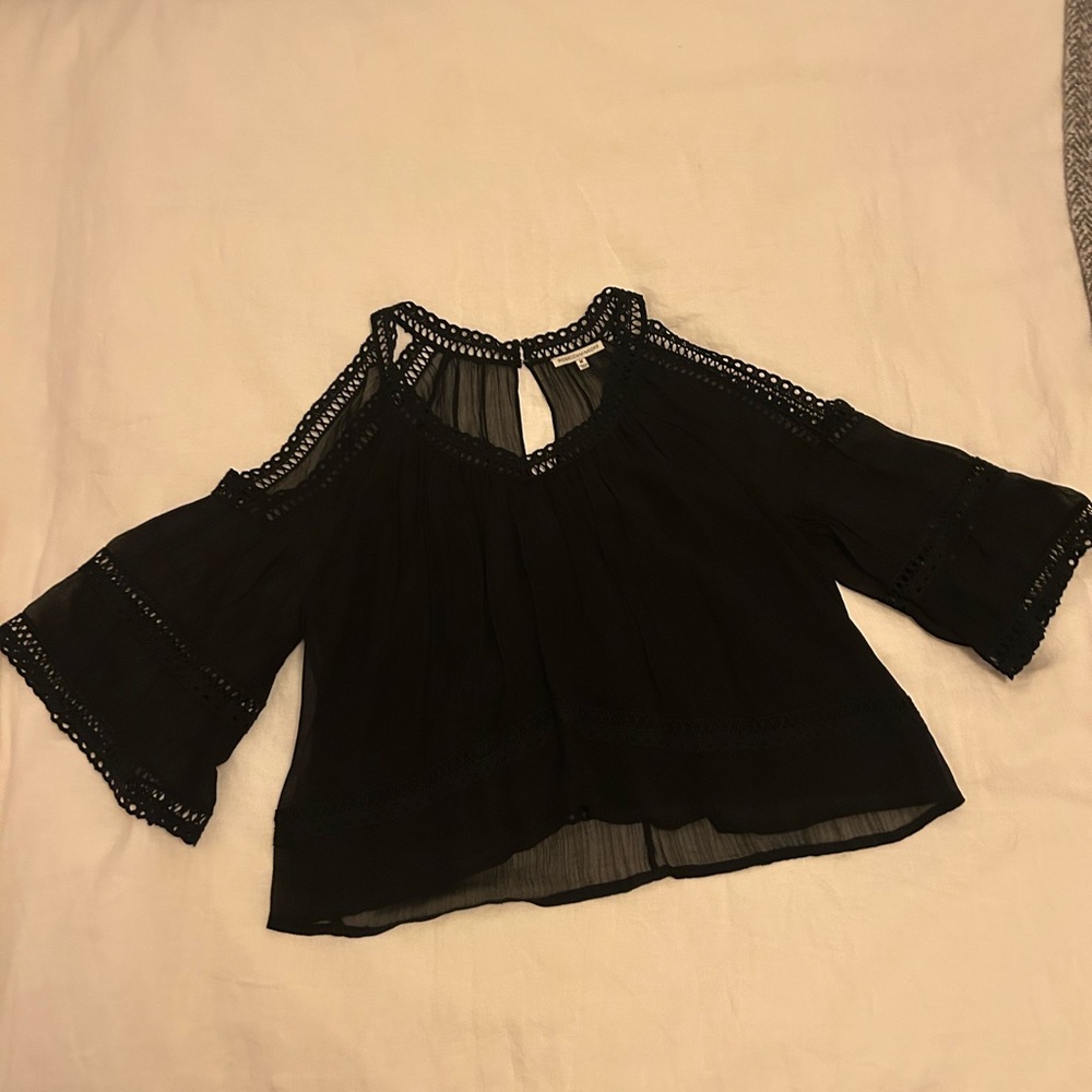 Rebecca Minkoff Black Lace Trim Blouse